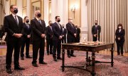 Das neue Kabinett. (© picture-alliance/AP/Dimtiris Papamitsos)