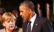 Obama wollte sich vor dem Treffen mit Merkel nicht auf Waffenlieferungen festlegen. (© picture-alliance/dpa)
