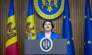Natalia Gavriliță, 19 Şubat'ta Kişinev'de istifasını açıklarken. (© picture alliance / EPA / DUMITRU DORU)