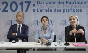 Representatives of far-right parties Geert Wilders, Frauke Petry and Marine Le Pen. (© picture-alliance/dpa)