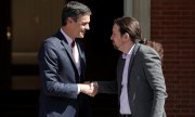 Pedro Sánchez (à gauche), avec le leader de Podemos, Pablo Iglesias. (© picture-alliance/dpa)