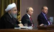 Rohani, Putin and Erdoğan at the Syria meeting in Sochi. (© picture-alliance/dpa)