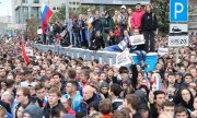 Demonstranten auf dem Sacharow Prospekt in Moskau. (© picture-alliance/dpa)