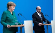 Les présidents de la CDU et du SPD, Angela Merkel et Martin Schulz. (© picture-alliance/dpa)
