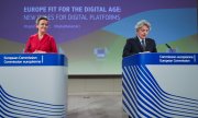 Margrethe Vestager betonte, dass online und offline dieselben Regeln gelten müssten. (© picture-alliance/ AP/Olivier Matthys)