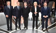 François Fillon, Emmanuel Macron, Jean-Luc Mélenchon, Marine Le Pen et Benoît Hamon (de gauche à droite, © picture-alliance/dpa)