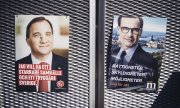 Wahlplakate zeigen den Spitzenkandidaten der Sozialdemokraten Stefan Löfven (links) und der Moderaten Ulf Kristersson (© picture-alliance/dpa)