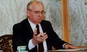 Le président soviétique, Mikhaïl Gorbatchev, annonce sa démission, le 25 décembre 1991. (© picture-alliance/dpa/epa)