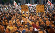 Protesters in Tbilisi on 21 June 2019. (© picture-alliance/dpa)