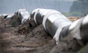 A section of the Eugal pipeline, which is under construction in Brandenburg, Germany, and will transport gas from Nord Stream 2 in the Baltic Sea to the south. (© picture-alliance/dpa)