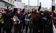 Demonstration gegen Femizide und Gewalt an Frauen am 22. November in Brüssel. (© picture-alliance/dpa/Nicolas Landemard)