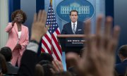 Press conference in Washington on 10 March. (© picture alliance/EPA /MICHAEL REYNOLDS)