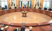 Санкт-Петербург, 17 июня 2023 года: президент РФ Владимир Путин проводит встречу с представителями семи африканских государств. (© picture alliance/Associated Press/Евгений Биятов)