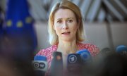 Die EU-Außenbeauftrage Kaja Kallas gibt am 20. Mai nach dem Treffen der EU-Außenminister in Brüssel eine Pressekonferenz. (© picture alliance/Anadolu/Dursun Aydemir)
