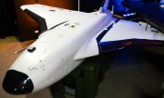 Российский дрон типа 'Гербера' на выставке украинского МВД в мае 2025 г. (© picture alliance/abaca/Укринформ)