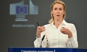 Die EU-Außenbeauftragte Kaja Kallas bei der Pressekonferenz am 16. Oktober in Brüssel. (© picture alliance / Anadolu / Dursun Aydemir)