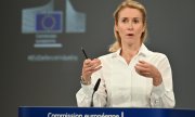 Die EU-Außenbeauftragte Kaja Kallas bei der Pressekonferenz am 16. Oktober in Brüssel. (© picture alliance / Anadolu / Dursun Aydemir)