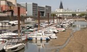 The River Rhine – pictured here at a port near Cologne – flows through six countries. Water levels haven't been this low since records began.  (© picture alliance / SZ Photo / Björn Kietzmann)