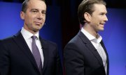 SPÖ-Vorsitzender Kern und ÖVP-Vorsitzender Kurz vor einem TV-Duell. (© picture-alliance/dpa)