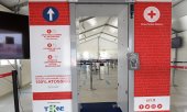 The empty vaccination centre at Leonardo da Vinci Airport in Rome on 17 March. Italy, Germany, France and Lithuania will resume Astrazeneca vaccinations on 19 March. (© picture-alliance/dpa)