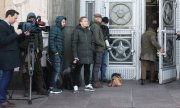 Journalisten vor dem russischen Außenministerium im Oktober 2021. (© picture alliance/dpa/TASS/Vladimir Gerdo)