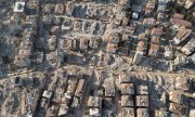Vue aérienne d'un quartier anéanti de la ville de Kahramanmaraş, le 13 février. (© picture alliance / AA / Erhan Sevenler)