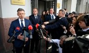 Ungarns Premier Péter Magyar gibt am 14. Mai nach der offiziellen Regierungsübernahme eine Pressekonferenz. (© picture alliance / ASSOCIATED PRESS / Robert Hegedus)