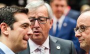 Prime Minister Tsipras and his negotiating partners in Brussels: the parliament in Athens has until Wednesday to give the compromise the green light. (© picture-alliance/dpa)