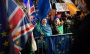 Remainers celebrating after MPs reject a no-deal Brexit. (© picture-alliance/dpa)