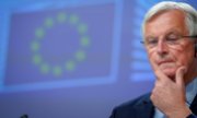 Ein nachdenklicher EU-Unterhändler Michel Barnier an der Pressekonferenz zu den Brexit-Nachverhandlungen am 5. Juni. (© picture-alliance/dpa)