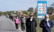 A demonstration in Saed, Denmark for the opening of the border with Germany, mid-May 2020. (© picture-alliance/dpa)