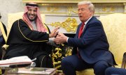 Der saudische Kronprinz Mohammed bin Salman zu Besuch bei US-Präsident Donald Trump in Washingtonam 18. November 2025. (© picture alliance / Associated Press / Evan Vucci)