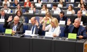 Mitglieder des EU-Parlaments diskutieren den EU-Haushalt 2028-2034. (© picture alliance / Hans Lucas / POOL UNION EUROPEENNE)