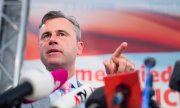 Norbert Hofer, le candidat FPÖ à la présidentielle, lors d'une conférence de presse. (© picture-alliance/dpa)