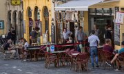 La terrasse d'un café à Bamberg, en Allemagne, le 21 mai. (© picture-alliance/dpa)