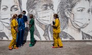 Inauguration of an artwork on the wall of São João Hospital in Porto on 19 Juni 2020. (© picture-alliance/dpa)
