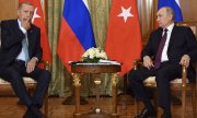 Erdoğan ve Putin'in 4 Eylül'de Soçi'de gerçekleştirdiği buluşmadan bir görüntü. (© picture alliance/ASSOCIATED PRESS/Sergei Guneyev)