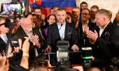 Peter Pellegrini am 7. April. (© picture alliance / ASSOCIATED PRESS / Denes Erdos)