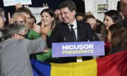 The winner of the presidential election, Nicușor Dan, in Bucharest on 18 May. (© picture alliance/ASSOCIATED PRESS/Andreea Alexandru)