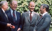 Слева направо: премьер-министр Великобритании Гарольд Вильсон, американский президент Джеральд Форд, французский президент Валери Жискар д’Эстен и федеральный канцлер Гельмут Шмидт во время саммита в Хельсинки в августе 1975 года. (© picture-alliance/dpa/Lehtikuva Oy)