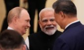 Putin, Modi and Xi in Tianjin on Monday. It was the Indian prime minister's first trip to China in seven years. (© picture alliance / ASSOCIATED PRESS / Suo Takekuma)