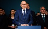 Opposition leader Janez Janša speaking at an event following the 2022 parliamentary election, which his party lost. (© picture alliance / ZUMAPRESS.com / Luka Dakskobler)