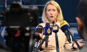 Die EU-Außenbeauftragte Kaja Kallas informierte am Montag über das neue von den Außenministern beschlossene Sanktionspaket gegen Russland. (© picture alliance/dpa/Ansgar Haase)
