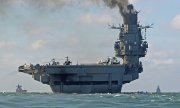 Le porte-avions Amiral Kouznetsov, le 21 octobre, traversant la Manche. (© picture-alliance/dpa)