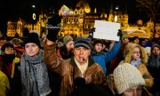 Demonstration in Budapest against the new law. (© picture-alliance/dpa)