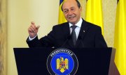 Traian Băsescu bei seiner letzten Pressekonferenz als rumänischer Präsident (©picture-alliance/dpa)