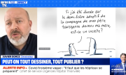 BFMTV'nin Xavier Gorce ile yaptığı bir röportajın ekran görüntüsü (26.1.2021) (https://www.bfmtv.com/societe/xavier-gorce-s-explique-apres-la-polemique-sur-son-dessin-consacre-a-l-inceste_VN-202101210152.html).