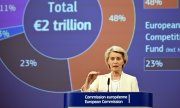 EU Commission President Ursula von der Leyen presents the new budget proposal in Brussels on 16 July 2025. (© picture-alliance/dpa)