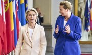 EU Commission President Ursula von der Leyen and Danish Prime Minister Mette Frederiksen at the EU summit in Copenhagen. (© picture alliance / Ritzau Scanpix / Thomas Traasdahl)