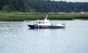 Российский патрульный катер на реке Нарва на границе между Эстонией и Россией. (© picture-alliance/Sipa USA/Sopa Images)